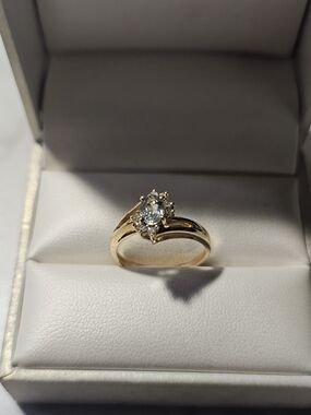 14k Gold Plumb With Aquamarine Stone Ring Size 6 - Women Jewelry